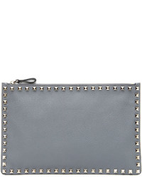 Valentino Rockstud Small Zip Clutch Bag Stone