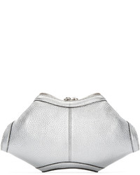 Alexander McQueen Silver Leather Small De Manta Clutch