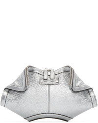 Alexander McQueen Silver Leather Small De Manta Clutch