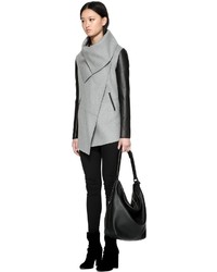 Mackage Vane Luxe Wool Waterfall Collar Jacket In Light Grey