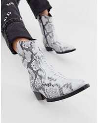 Bronx Snake Print Leather Western Boots