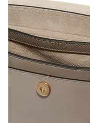 Chloé Hudson Small Whipstitched Tasseled Leather Shoulder Bag Gray
