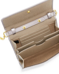 Neiman Marcus Leather Phone Case Crossbody Bag Pewter