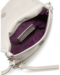 Neiman Marcus Made In Italy Whipstitch Trim Crossbody Bag Light Gray