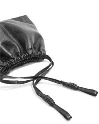 Topshop Premium Leather Drawstring Crossbody Bag Grey