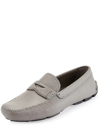 Grey Leather Driving Shoes