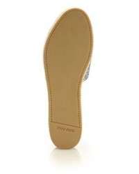 Miu Miu Glittered Leather Espadrille Platform Sandals