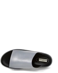 Grey Leather Flat Sandals: Balenciaga Lambskin Leather Slide Sandal