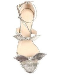 Chloé Chloe Mia Metallic Leather Knotted Bow Flat Sandals