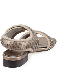 Sesto Meucci Gryta Woven Leather Flat Sandal Pewter