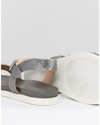 Dune Lela Gray Leather Flat Sandal