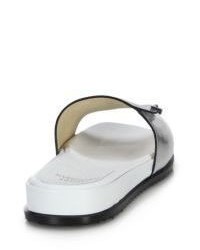 Stuart Weitzman Obi Metallic Leather Slide Sandals