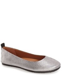 Grey Leather Flats