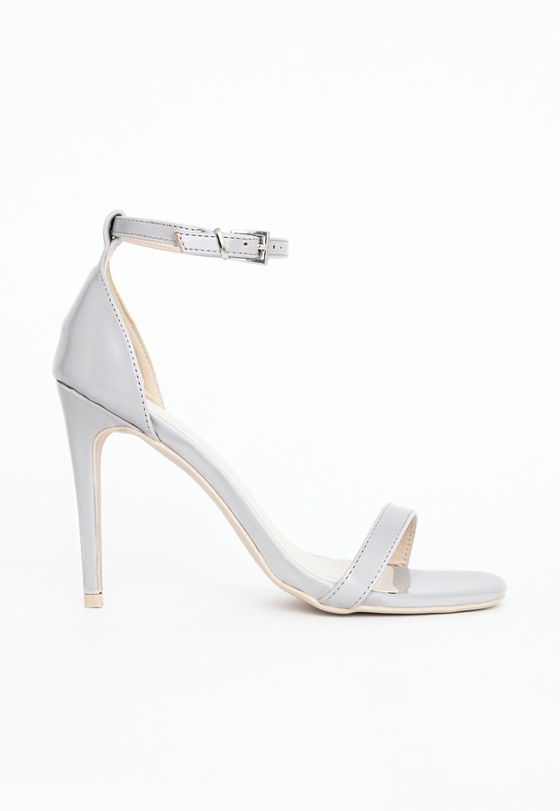 Missguided Clara Grey Strappy Heeled Sandals, $49 | Missguided | Lookastic