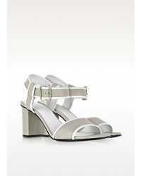 Jil Sander Pearl Gray And White Leather Sandal