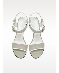 Jil Sander Pearl Gray And White Leather Sandal
