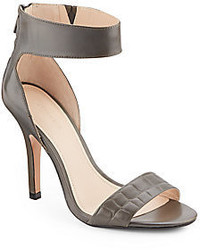Saks Fifth Avenue Yasmin Croc Embossed Leather High Heel Sandals