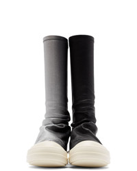 Rick Owens Black And Silver Degrade Stretch Sock Sneakers
