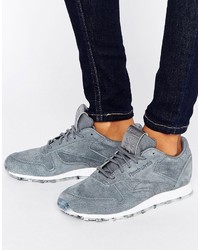 Reebok Classic Leather Sneakers In Gray With Guilded Edge