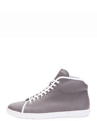 Giorgio Armani New Leather High Top Tennis Sneaker Gray