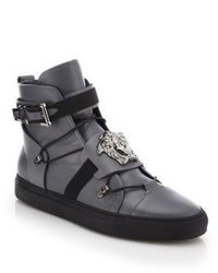 Versace Palazzo Leather High Top Sneakers