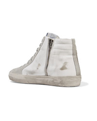 Golden Goose Deluxe Brand Slide Distressed Leather And Suede High Top Sneakers