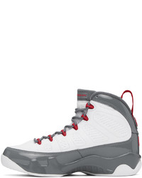 NIKE JORDAN White Gray Air Jordan 9 Retro Sneakers