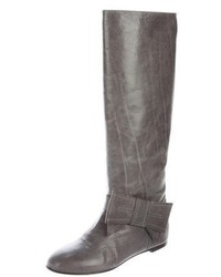 RED Valentino Leather Bow Knee High Boots