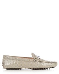 Tod's Gommini Crocodile Effect Leather Loafers