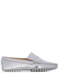 Tod's Hand Stitched Asymmetric Strap Glossy Loafers