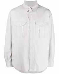 Grey Leather Long Sleeve Shirt