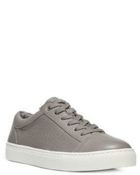 Grey Leather Low Top Sneakers