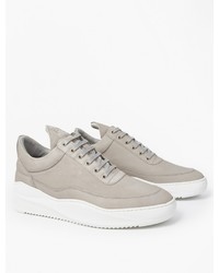 Filling Pieces Grey Leather Low Top Sneakers
