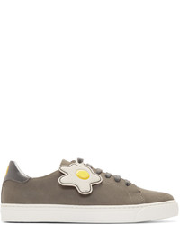 Anya Hindmarch Grey Wink And Egg Tennis Sneakers