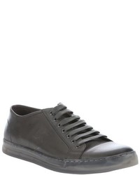 Kenneth Cole New York Metallic Grey Leather On The Double Lace Up Sneakers