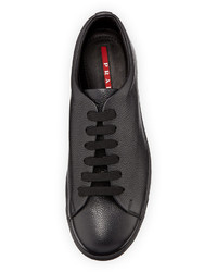 Prada Stamped Leather Low Top Sneaker