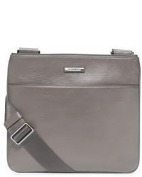 Grey Leather Messenger Bag