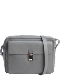 Prada Grey Saffiano Leather Messenger Bag
