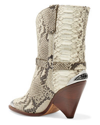 Isabel Marant Lamsy Embellished Snake Effect Leather Ankle Boots