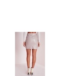 Missguided Faux Leather Mini Skirt Grey