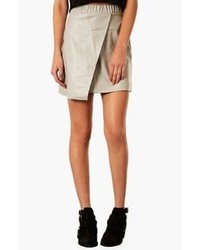 Topshop Faux Leather Skirt Light Grey 10p