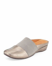 Gentle Souls Iso Stretch Panel Leather Mule Graphite