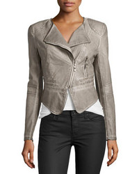 Grey Leather Outerwear