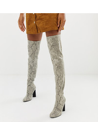 ASOS DESIGN Kalise Stretch Thigh High Boots In Snake