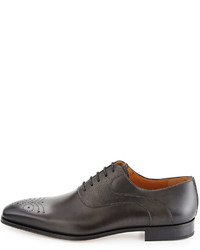 Magnanni For Neiman Marcus Vekio Leather Lace Up Oxford Gray