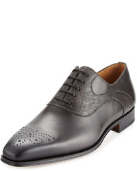 Magnanni For Neiman Marcus Vekio Leather Lace Up Oxford Gray