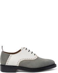 Thom Browne Two Tone Nubuck And Textured Leather Oxford Shoes