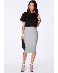 Missguided Mariota Grey Faux Leather Pencil Skirt