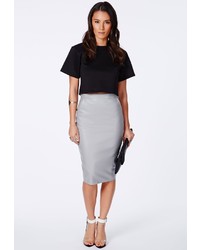 Missguided Mariota Grey Faux Leather Pencil Skirt