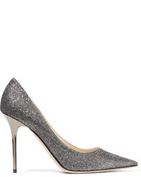 Jimmy Choo Abel Glittered Leather Pumps Anthracite